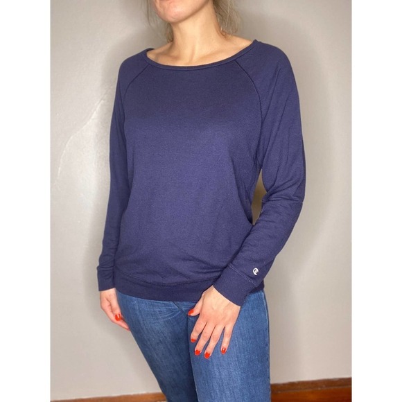 Unisex VINTAGE Champion Long Sleeved Tee Navy 1X - Picture 5 of 6